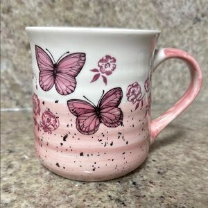 Pink Butterfly and Floral Mug